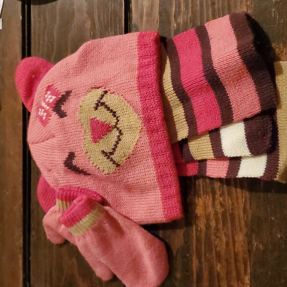 NEW pink bear winter set